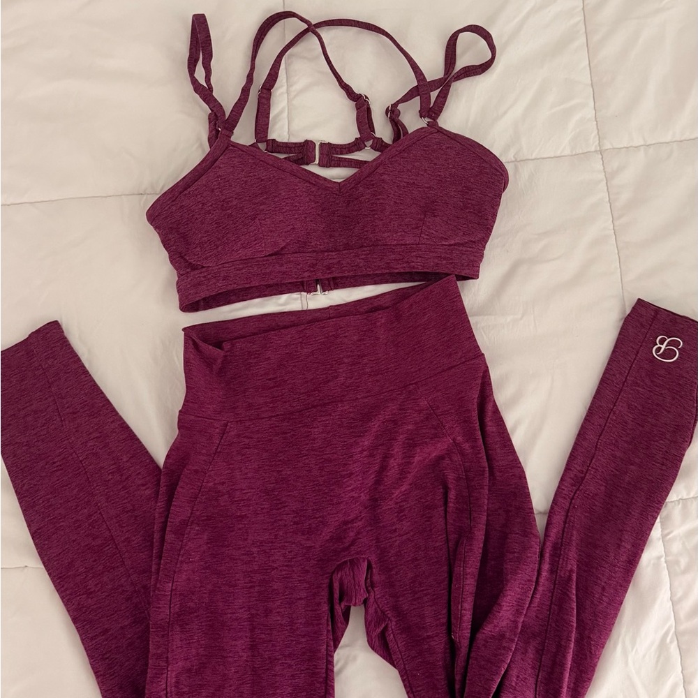 Bombshell Sportswear Heathered Purple Leggings and bra XS